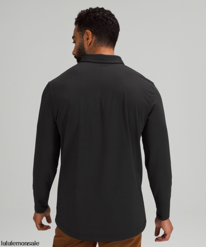 Lululemon Verkauf DELULU752 | Schwarzes Evolution Langarm Poloshirt